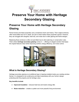 Preserve Your Home with Heritage Secondary Glazing