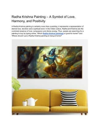Radha Krishna Painting – A Symbol of Love, Harmony, and Positivity