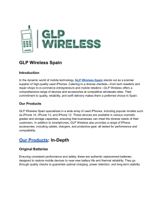 GLP Wireless Spain Premium Devices and Services Portfolio