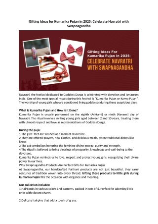 Gifting Ideas for Kumarika Pujan in 2025 Celebrate Navratri with Swapnagandha