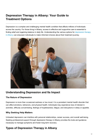 Depression Therapy in Albany Your Guide to Treatment Options