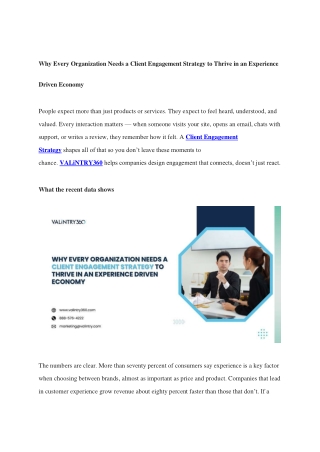 Why Every Organization Needs a Client Engagement Strategy to Thrive in an Experience Driven Economy