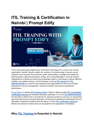 ITIL Training & Certification in Nairobi _ Prompt Edify