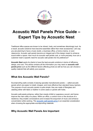 Acoustic Wall Panels Price Guide – Expert Tips by Acoustic Nest