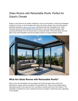 Glass Rooms with Retractable Roofs: Perfect for Dubai's Climate