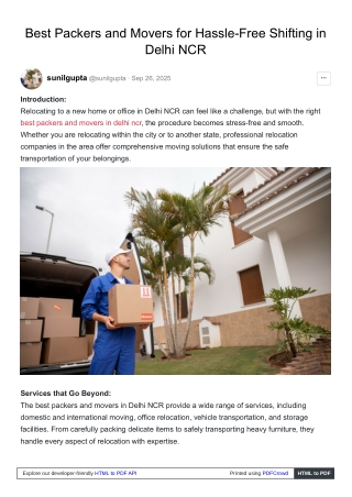 Best Packers and Movers in Delhi NCR – Safe and Hassle-Free Shifting