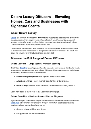 1 - Delora Luxury Diffusers : Discover the elegance of Delora