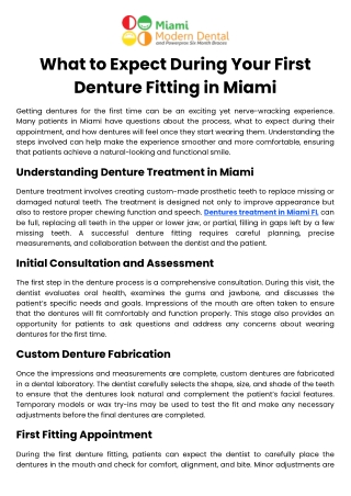 What to Expect During Your First Denture Fitting in Miami