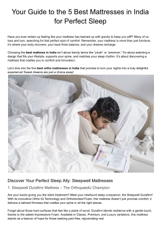 Your Guide to the Top 5 Best Mattresses in India for Perfect Sleep