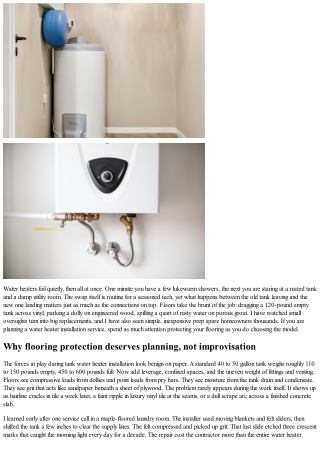 Protecting Your Flooring During Tank Water Heater Installation