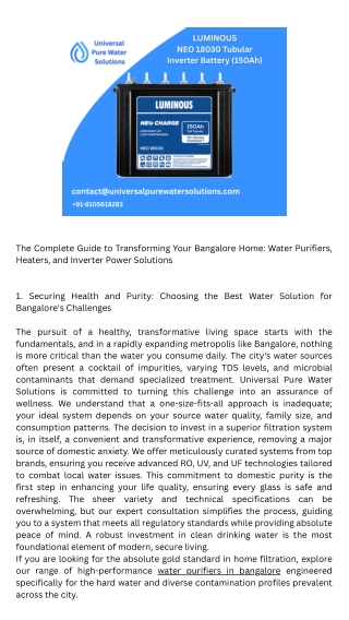 Water purifiers in bangalore