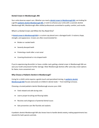 Dental Crown in Westborough, MA