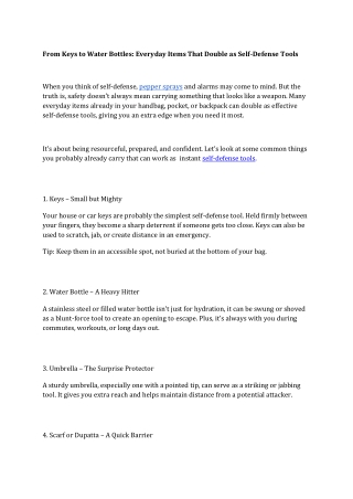 From Keys to Water Bottles Everyday Items That Double as Self-Defense Tools