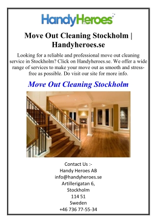 Move Out Cleaning Stockholm | Handyheroes.se