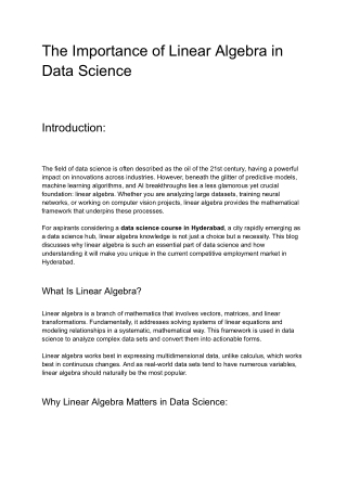 The Importance of Linear Algebra in Data Science