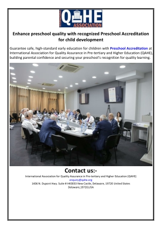 Enhance preschool quality with recognized Preschool Accreditation for child deve