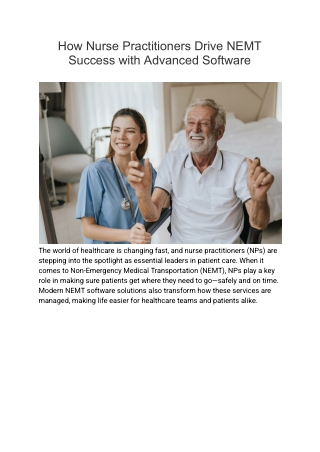 How Nurse Practitioners Drive NEMT Success with Advanced Software