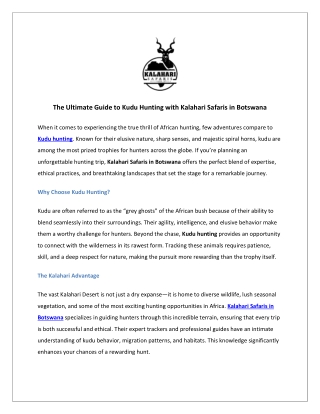 The Ultimate Guide to Kudu Hunting with Kalahari Safaris in Botswana