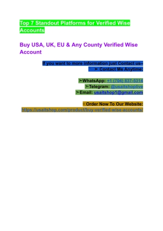 Top 7 Standout Platforms for Verified Wise Accounts
