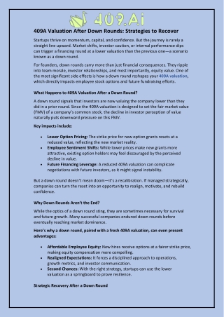 409A Valuation After Down Rounds: Strategies to Recover