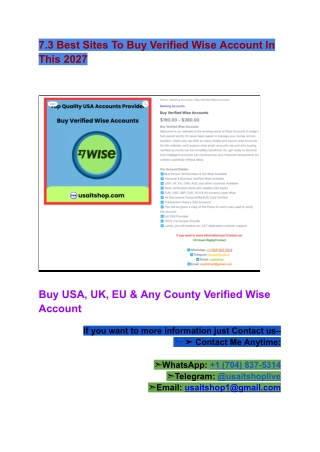 7.3 Best Sites To Buy Verified Wise Account In This 2027