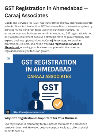 GST Registration in Ahmedabad — Caraaj Associates