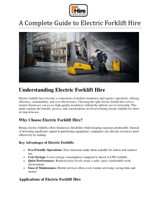 a complete guide to electric forklift hire