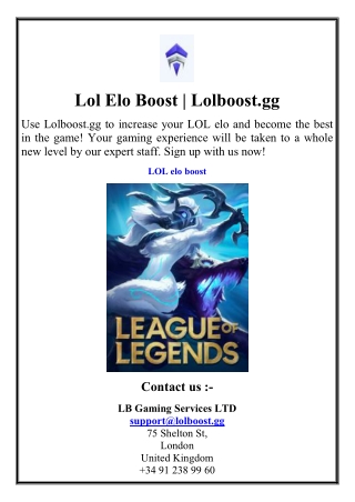 Lol Elo Boost   Lolboost.gg