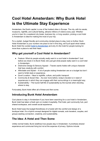 Cool Hotel Amsterdam_ Why Bunk Hotel is the Ultimate Stay Experience