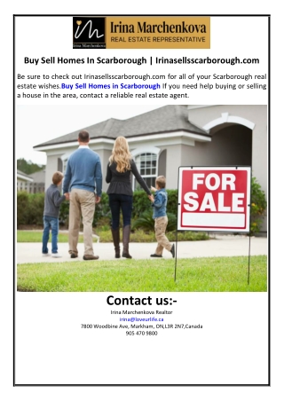 Buy Sell Homes In Scarborough | Irinasellsscarborough.com