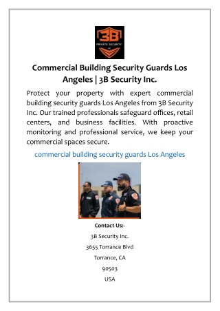 Commercial Building Security Guards Los Angeles | 3B Security Inc.
