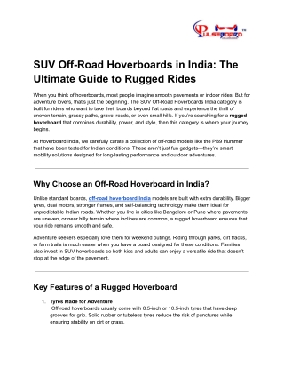 SUV Off-Road Hoverboards India – PB9 Hummer & Best Hoverboards for Hills