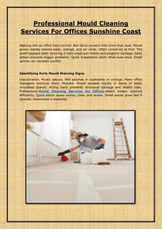 Professional Mould Cleaning Services For Offices Sunshine Coast