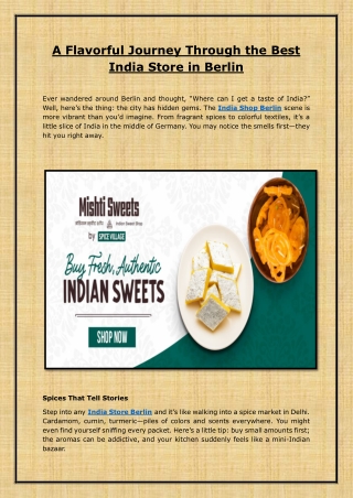 A Flavorful Journey Through the Best India Store in Berlin