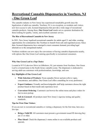 Recreational Cannabis Dispensaries in Voorhees