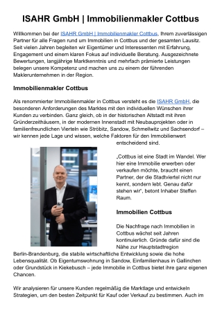 ISAHR GmbH _ Immobilienmakler Cottbus