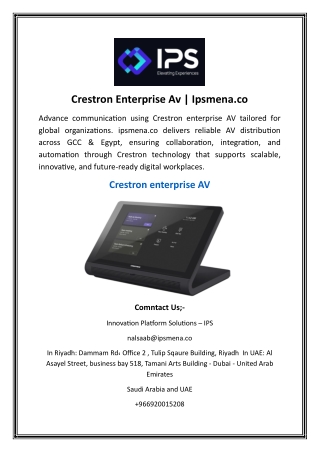 Crestron Enterprise Av  Ipsmena.co