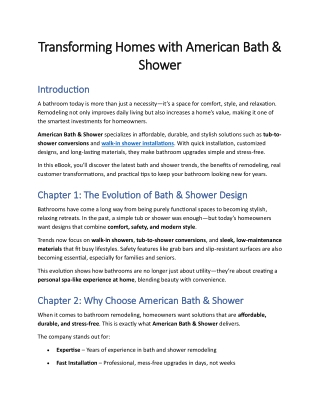 Transforming Homes with American Bath & Shower