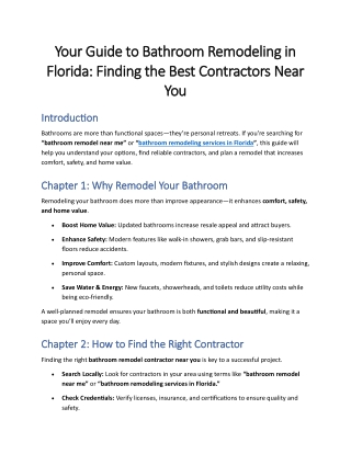 Your Guide to Bathroom Remodeling in Florida- Finding the Best Contractors Near You