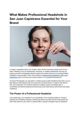 What Makes Professional Headshots in San Juan Capistrano Essential for Your Brand