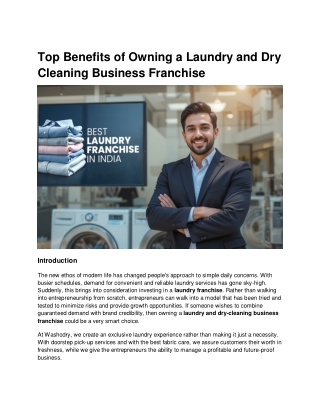 Top Benefits of Owning a Laundry and Dry Cleaning Business Franchise