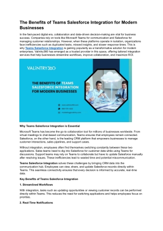 The Benefits of Teams Salesforce Integration for Modern Businesses