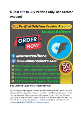 5 Best site to Buy Verified OnlyFans Creator Account