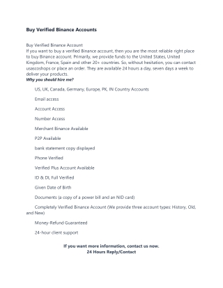 BuyVerified Binance Accounts