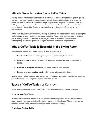 Ultimate Guide for Living Room Coffee Table