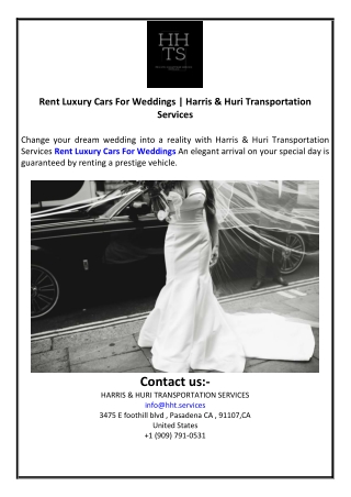 Rent Luxury Cars For Weddings | Harris & Huri Transportation Services