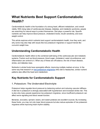 What Nutrients Best Support Cardiometabolic Health