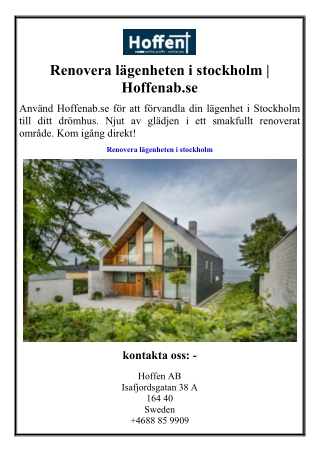 Renovera lägenheten i stockholm  Hoffenab.se