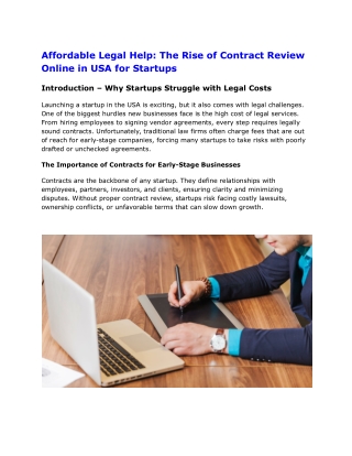 Affordable Legal Help_ The Rise of Contract Review Online in USA for Startups