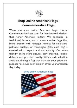 Shop Online American Flags | Commemorative Flags